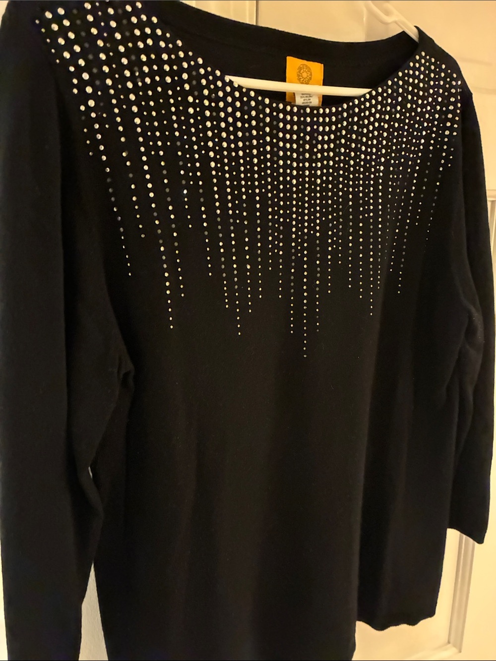 Ruby Rd. Black Rhinestone-Embellished Sweatshirt - Picture 3 of 6